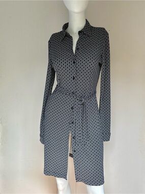Mossimo Supply Co. Black & White Printed Long Sleeve Shirt Dress